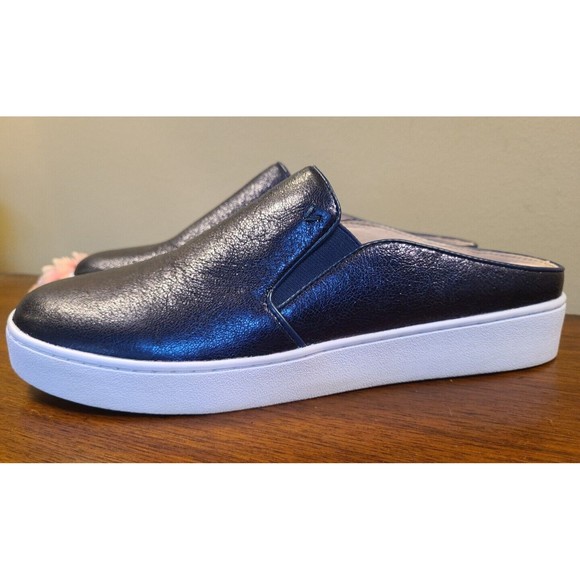 Vionic DAKOTA METALLIC NAVY BLUE Slip On Clogs Mule Flat Womens Size 9.5 - Picture 2 of 13